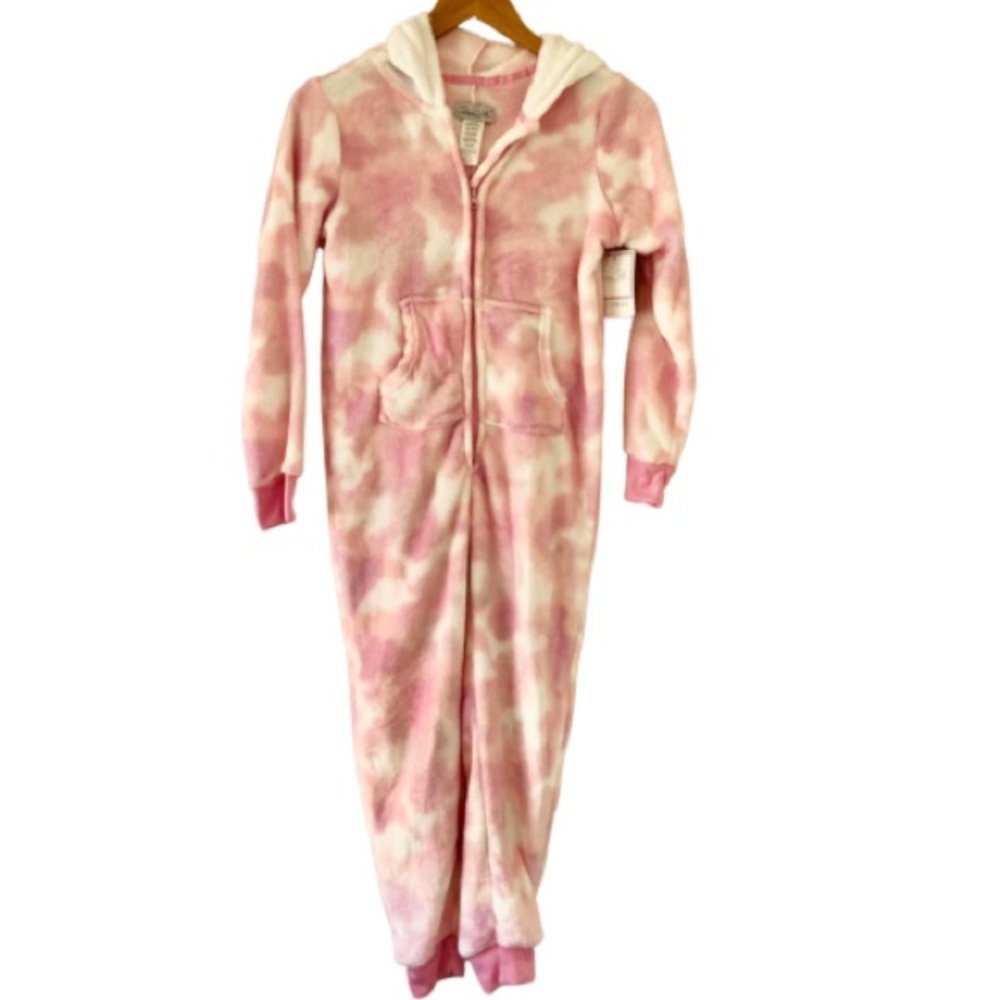 NWT Rene Rofe Girl white and pink Onesie Unicorn full zip front soft cozy pajama